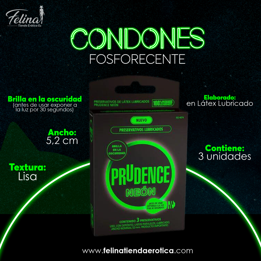 Condones Fosforescentes que brillan en la oscuridad - Felina Sex Shop Tienda Erotica Ecuador